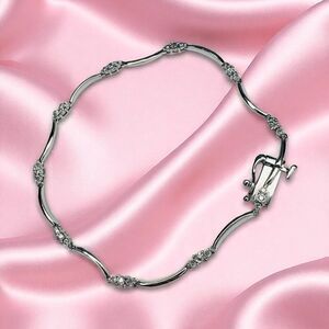 10K White Gold- 1/2 CTTW Diamond Bracelet - 7"- S Link Tennis Bracelet -4.2g